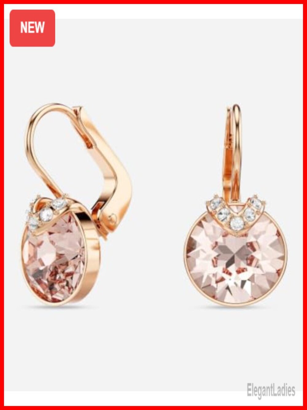 Rose Gold Plated Crystal Drop Dangle Pierced Earrings